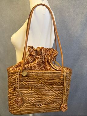 TATIA Handmade Woven Rattan Basket/Purse Boho Tote Bag